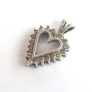 Small White Gold Diamond Heart Shaped Pendant 10k whitegold.